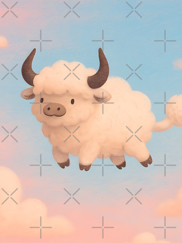 Fluffy Yak Flying Through Cotton Candy Clouds by SassyArtistry