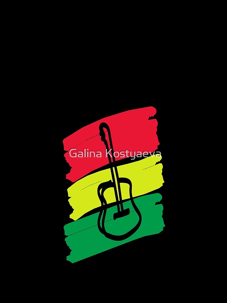 Black t-shirts for women and men with a guitar by Galina Kostyaeva