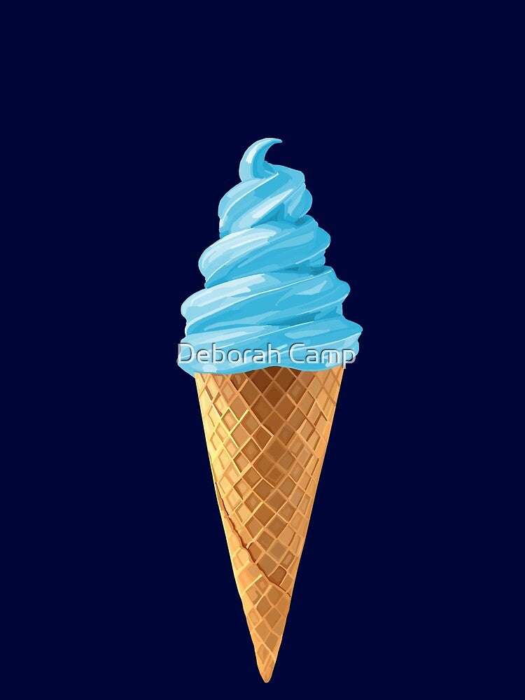 Pastel Blue Soft Serve Ice Cream Cone by Deborah Camp