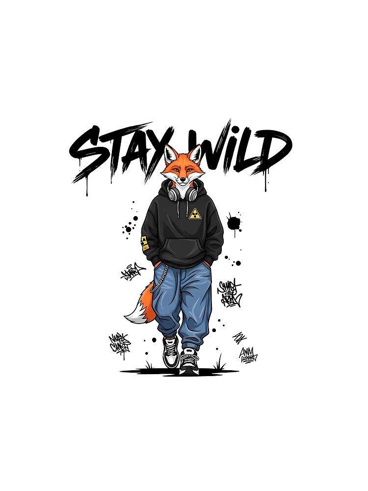 Urban Streetwear Fox Graphic Graffiti Typography Design by BorenStore