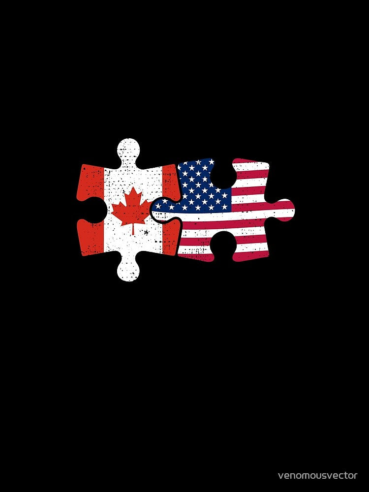 USA Canada Puzzle Flag Distressed Design by venomousvector