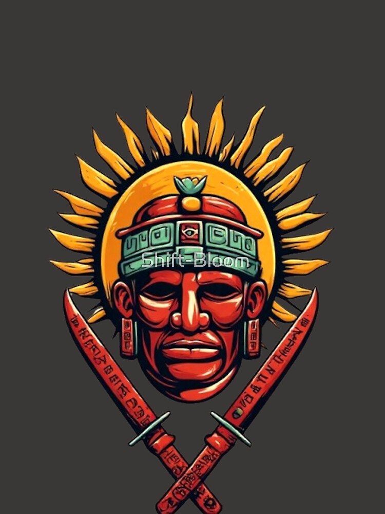 Mayan Warrior Mask with Crossed Blades & Sun | Elysium Echoes Icon by Shift-Bloom