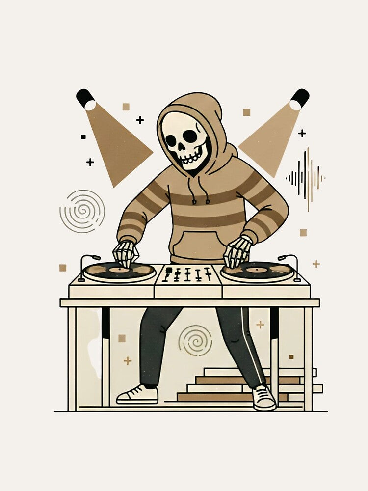 DJ | Minimalist Skeleton Streetwear Art by DEADLINE.