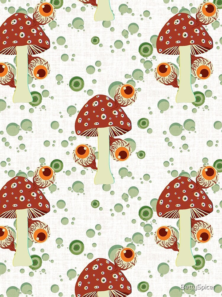 Mushroom Eyes Creepy Spooky Pattern by BettySpicer