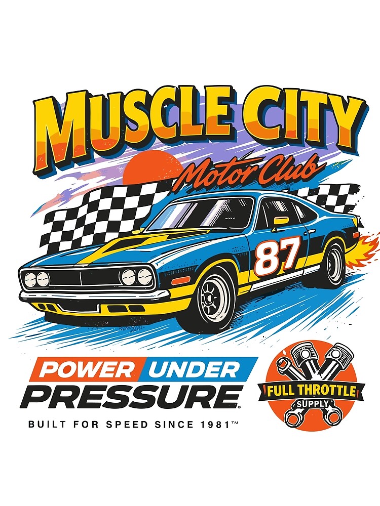 Muscle City Motor Club Racing Tee by Matinez Pink