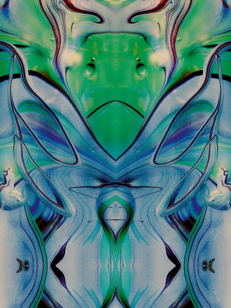 Sad Aliens - Symmetry in Green Blue by Psilographics