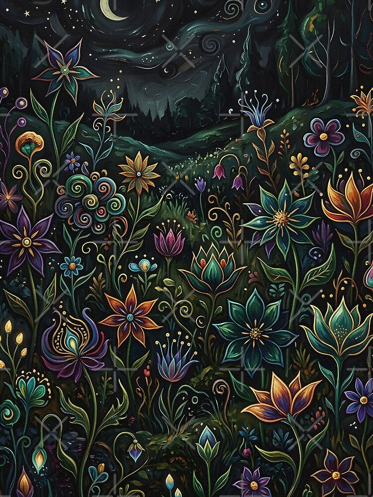 Midnight Blooming Meadow - Classic Art by Dhenin Studio