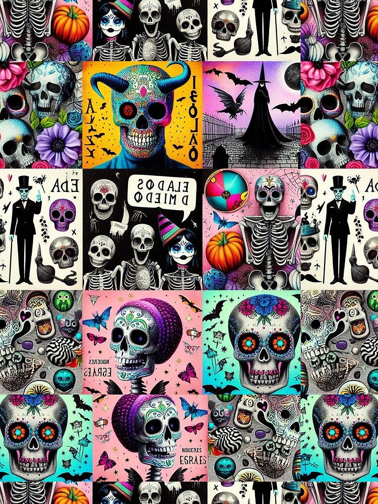 Colorful Day of the Dead Skull Art Collage by BriSher