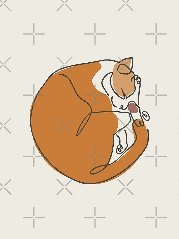 Minimal Line Cat Sleep by Huebucket