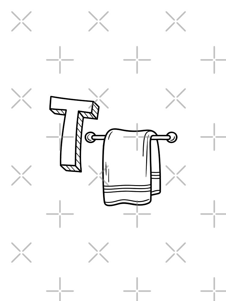 An illustration of letter T stands for Towel by rasagamastore