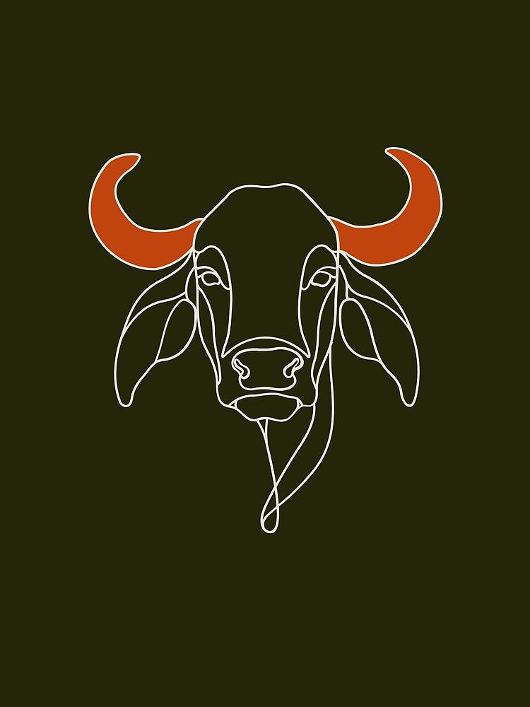 Minimal Cow line art T-shirt | Warm white Outline | Indigenous Breed Design by HumpandHorns