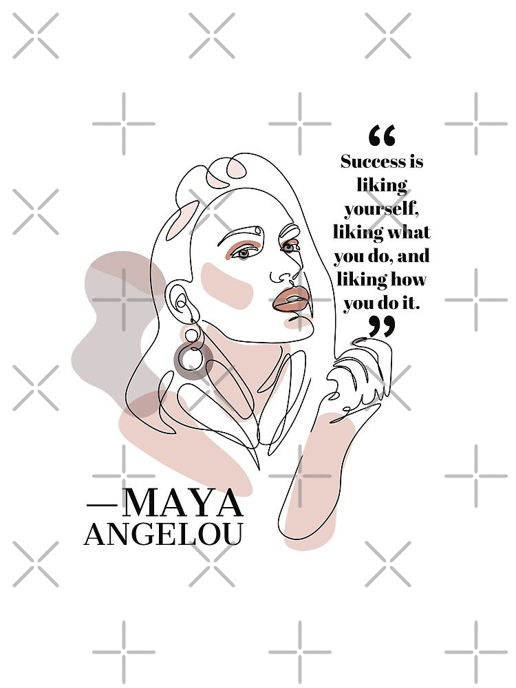 Female fashion line art with Maya Angelou Quote by Dollfacedesign