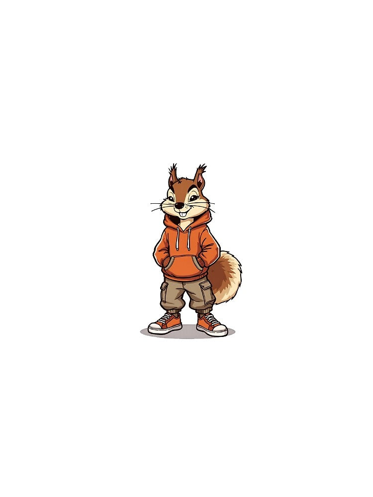 Urban Streetwear Squirrel – Cool Cartoon Squirrel in Oversized Hoodie by Aesthicer
