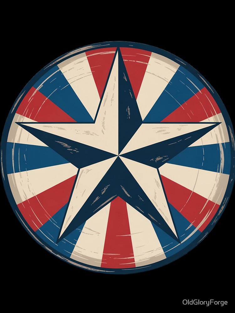 Vintage Patriotic Star Radiating Stripes Badge by OldGloryForge