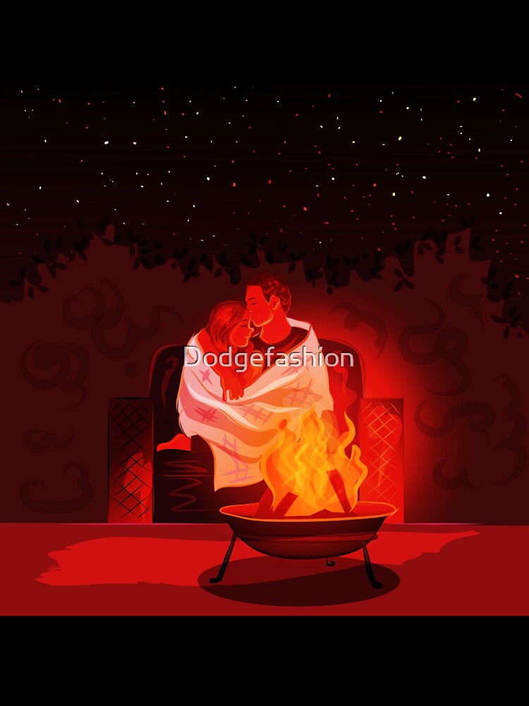 Couple Campfire Cozy Lovers Embrace Together by Dodgefashion