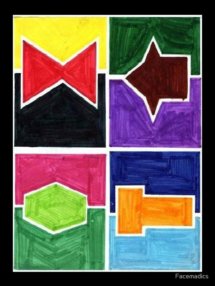 Four Colors Side Ways (Facemadics colorful iIllustration shape drawing) by Facemadics
