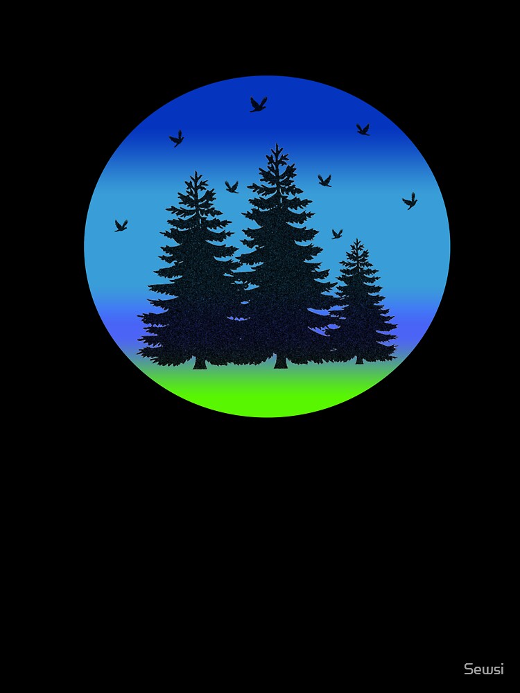 Gradient Color With Fir Tree And Birds by Sewsi