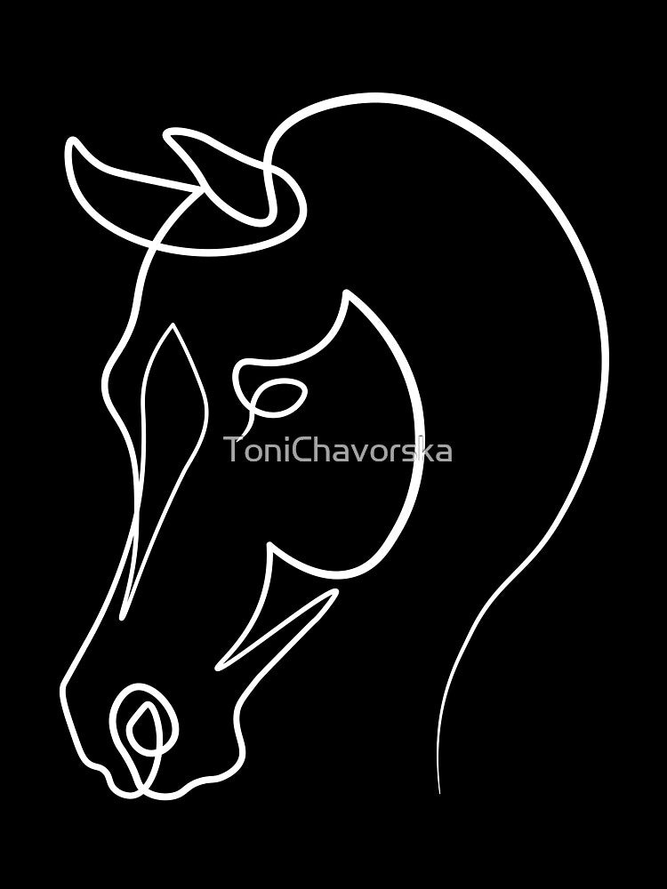 Arabian horse face one line art by ToniChavorska