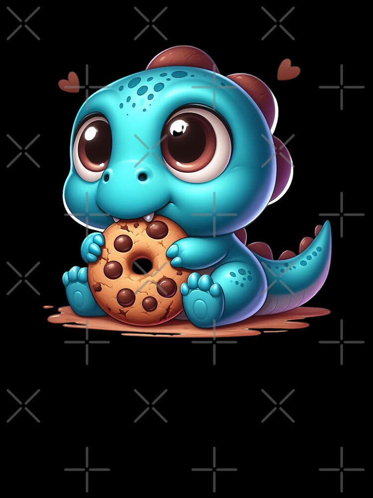 Kopie von blauer Dino mit Schokokeks by Toms Tee