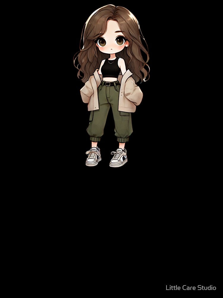 Stylish Chibi Girl in Casual Outfit by Little Care Studio