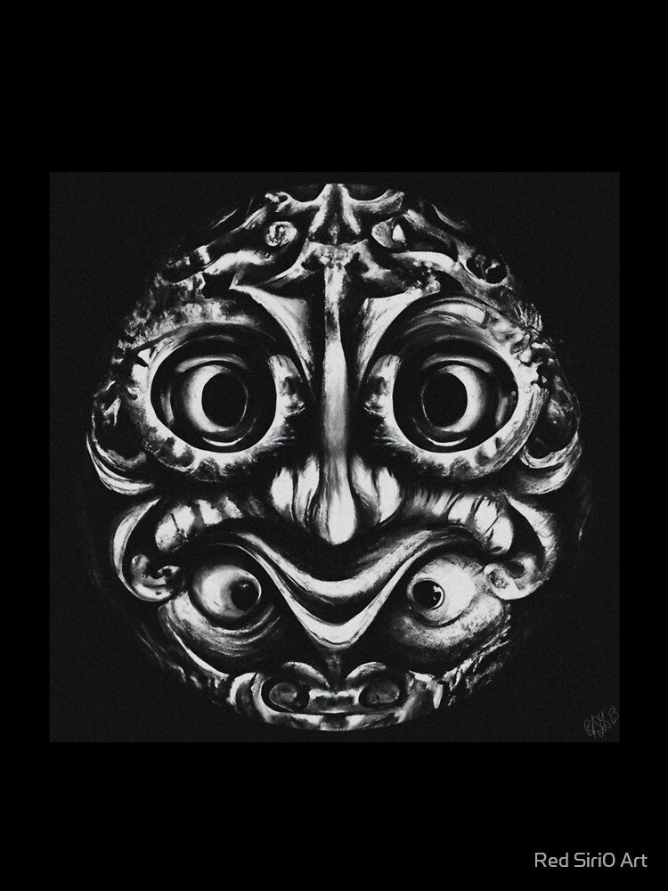 Surreal black and white double face, round: Wall art, t-shirt and, items by Red Siri0 by Red Siri0 Art