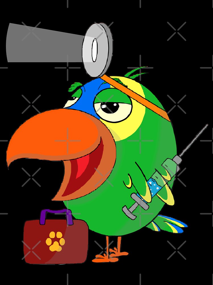 Funny parrot Amazon Parrot Vet - Parrot at work by YoshiArtDesign