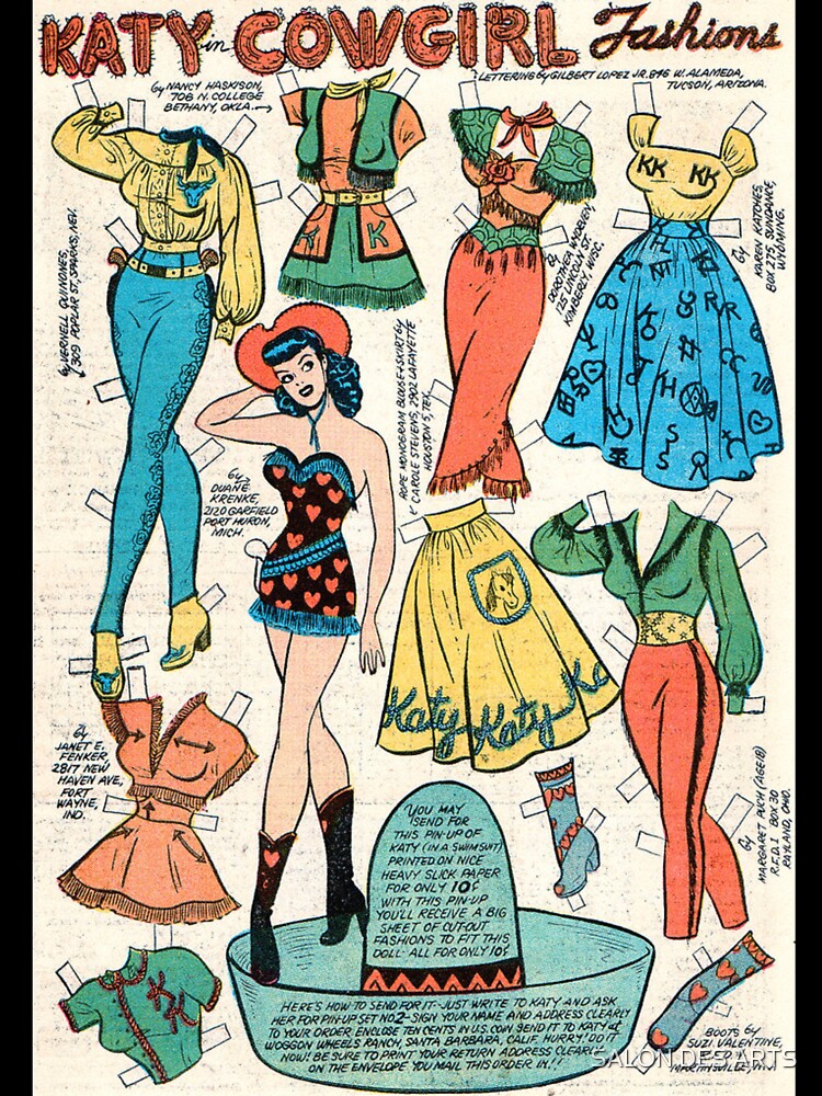 Katy Cowgirl Fashions (1955) - Vintage Paper Doll by SALON DES ARTS