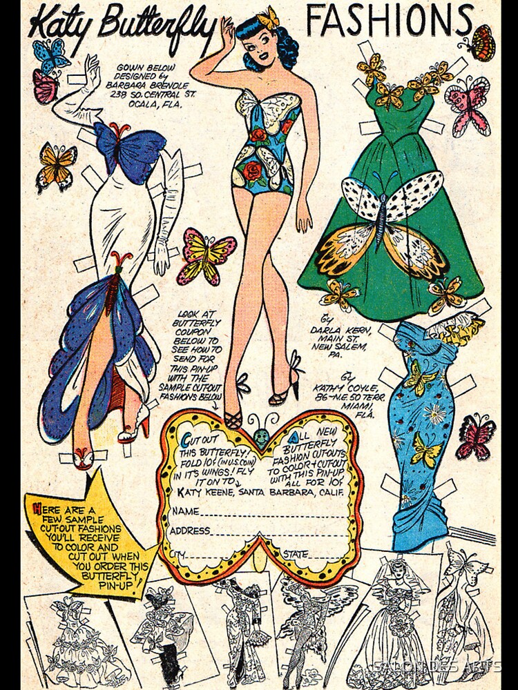 Katy Butterfly Fashions (1956) - Vintage Paper Doll by SALON DES ARTS