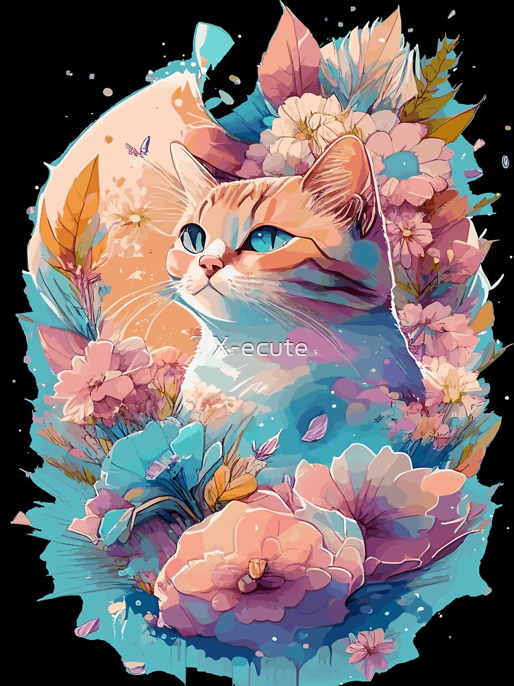 Pet design cat tomcat wall decor decoration birthday gift poster canvas illustration by X-ecute