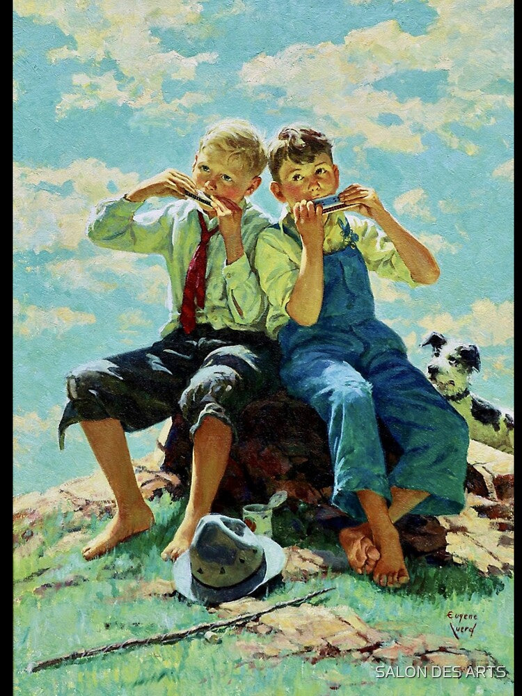 Playing the Harmonica (1934) - Eugene Iverd by SALON DES ARTS