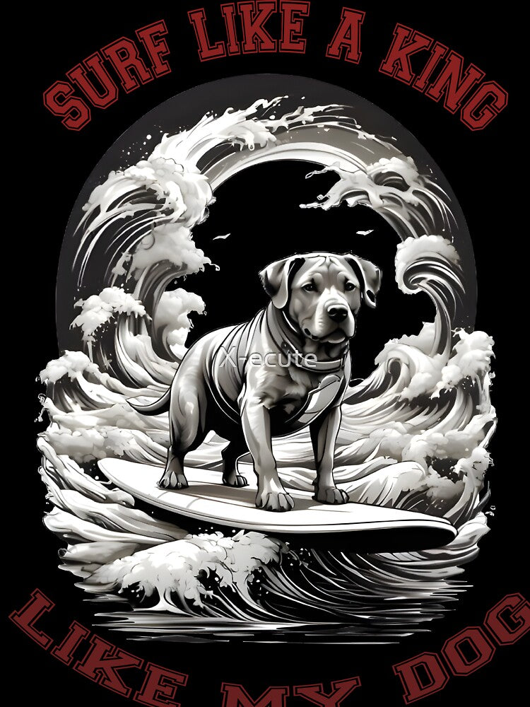surf surfing surfer king dog gift gift idea wall decoration boho art by X-ecute