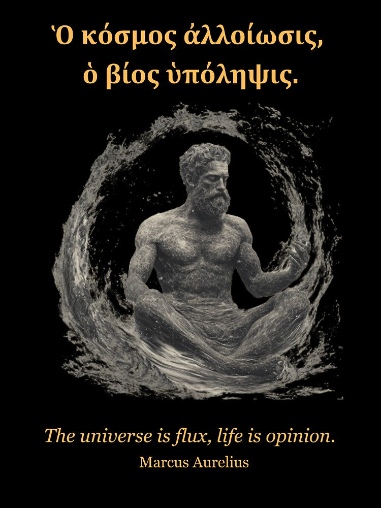 Stoic Wisdom – Marcus Aurelius 'Universe is Flux' Design" by Kotodama
