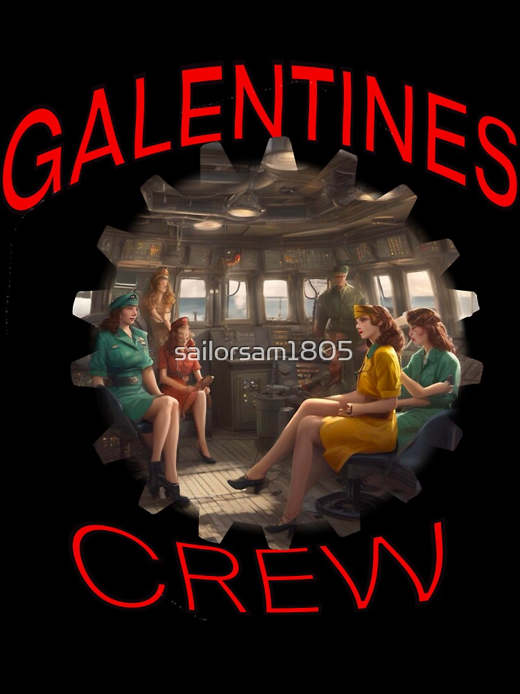 Copy of Cartoony Very Cool American Girls Galentines crew on submarine on Galentines day and Galentines party, gift idea for Galentines day by sailorsam1805