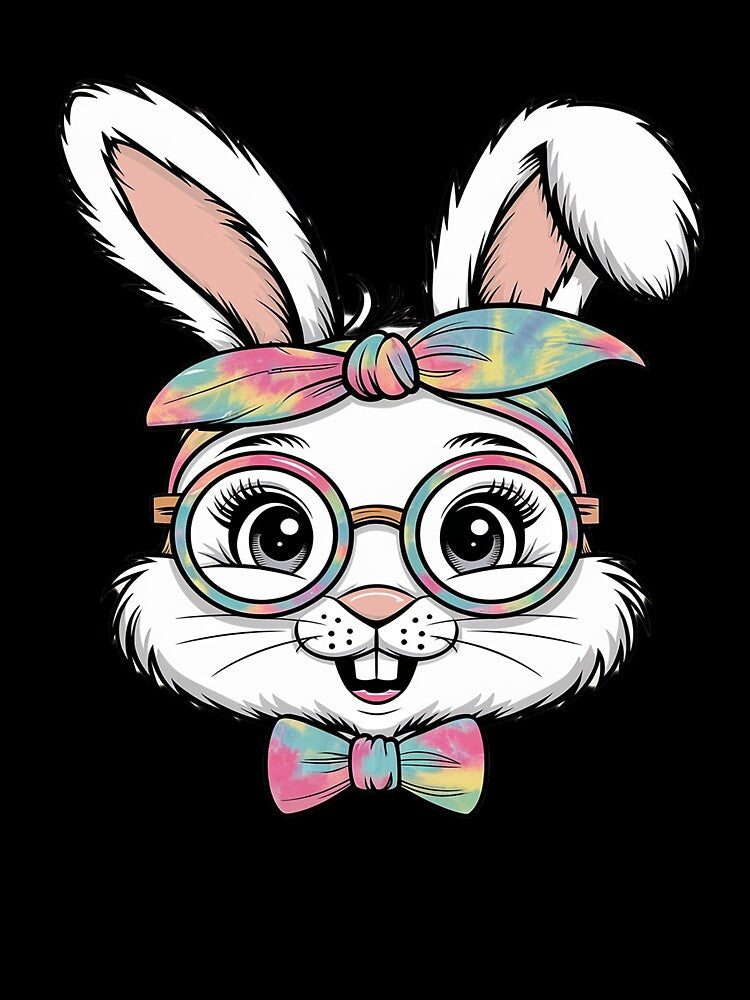 Cute Bunny Face Tie Dye Glasses Headband Happy Easter Day by Soleaani