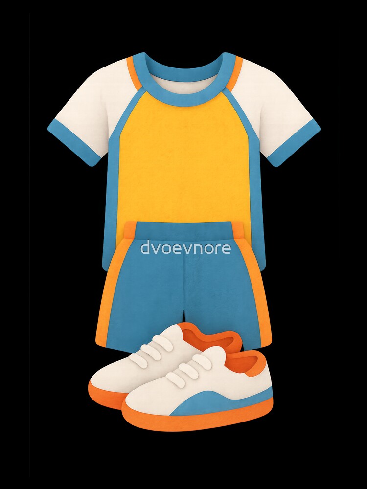 Sportswear set featuring colorful t-shirt, shorts, shoes on transparent background, AI generated by dvoevnore
