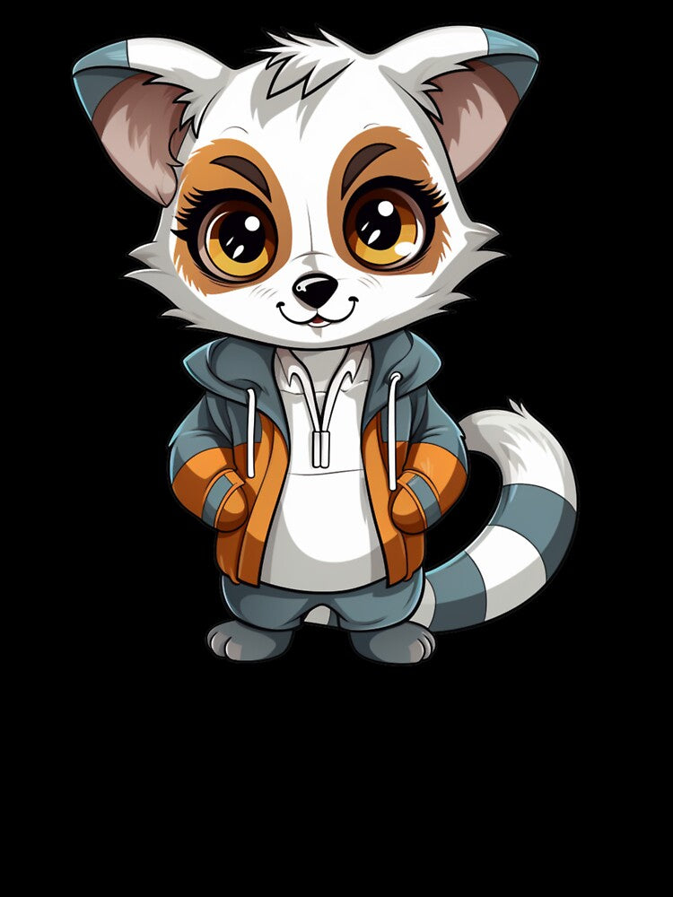 Kawaii Lemur Wearing a Hoodie by vasetti-press