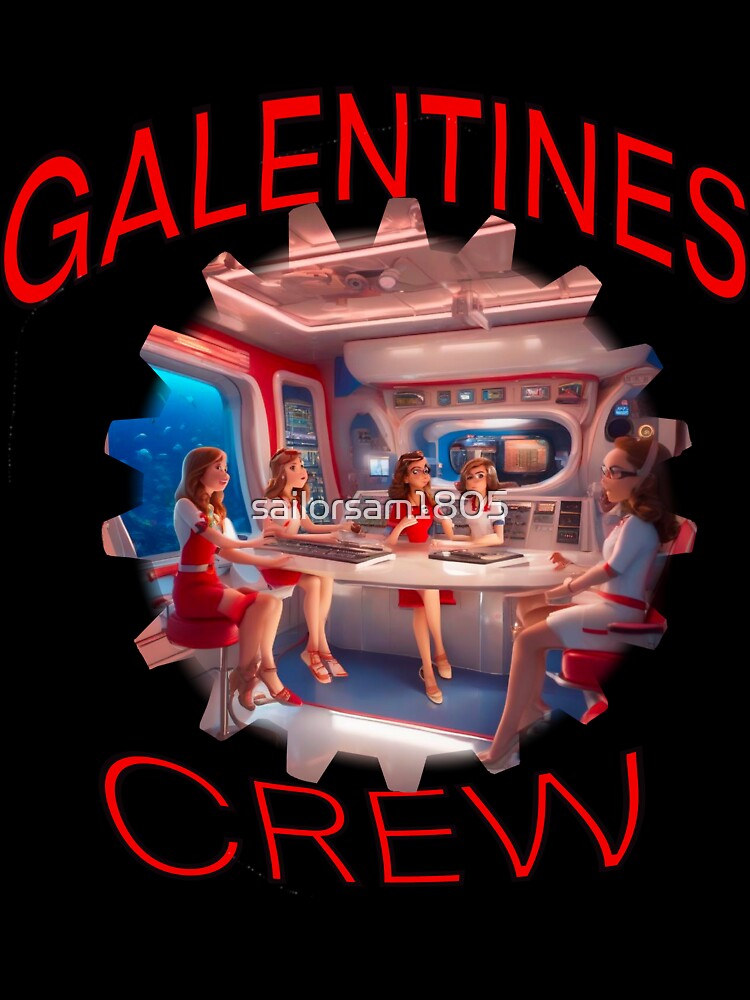 A Cartoon Style Cool Victorian submarine US Navy American Girls Galentines crew on submarine on Galentines day and Galentines party, gift idea for Galentines day by sailorsam1805