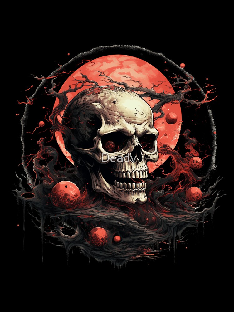 Skull In Red Moon by Deadv