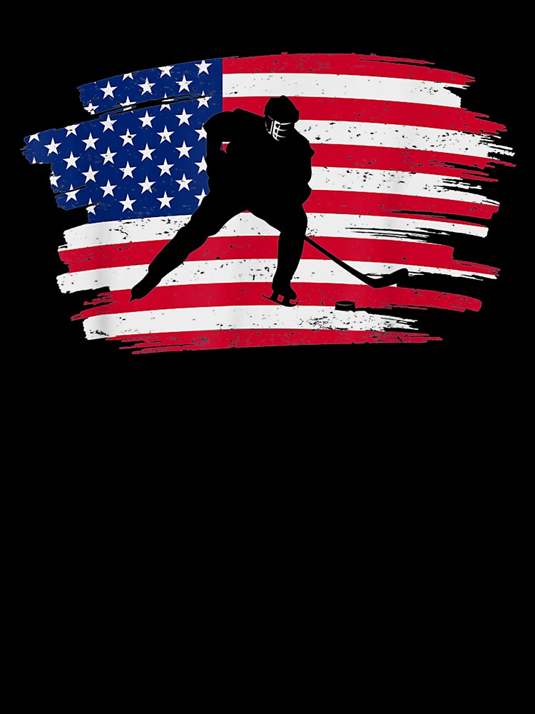 Retro Vintage American Flag Hockey 4th Of July by tolivia