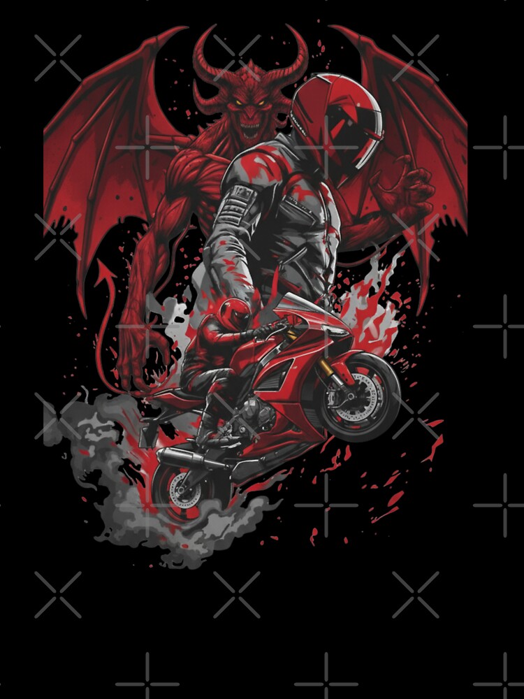 Demon Rider – Dark Motorcycle Streetwear Design by TwoWheels-shop