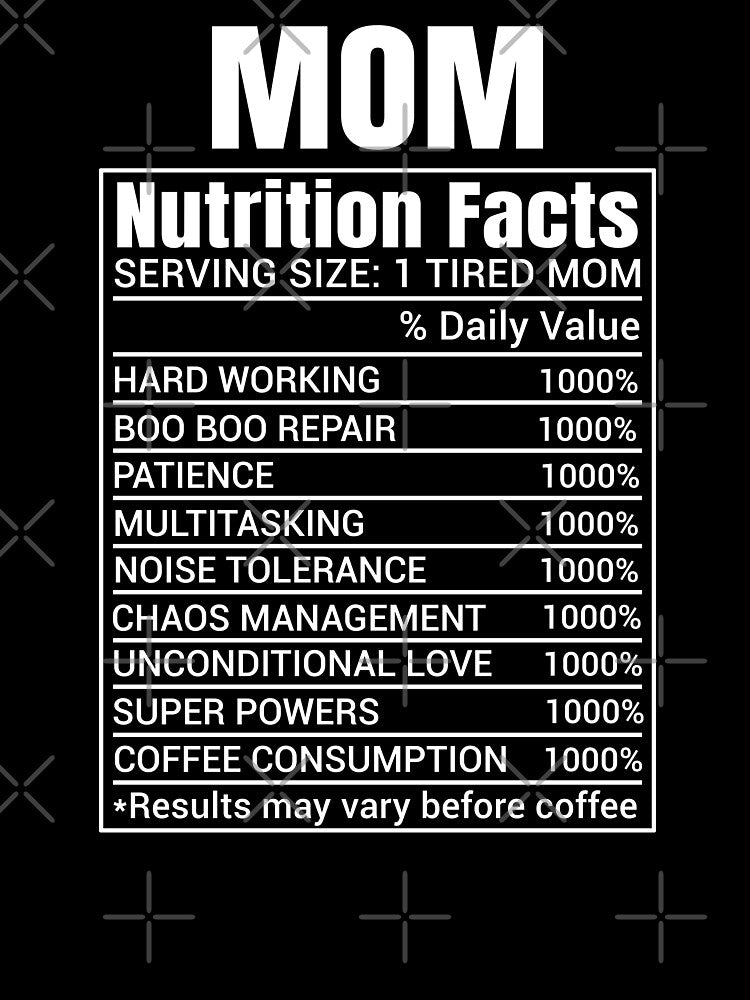 Mom Nutrition Facts Label Funny Mom Gift For Mothers Day by Say It With Ink