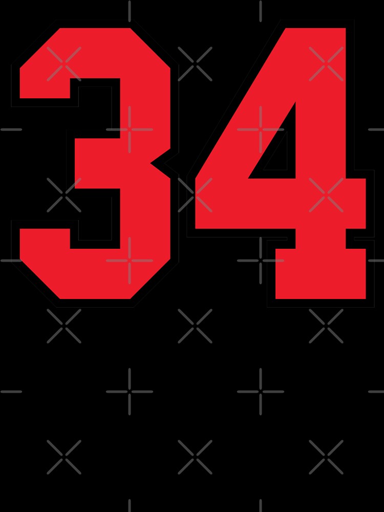 34 Sports Jersey Thirty Four Red Number Black by infrontofyou