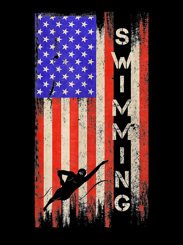 Vintage Usa American Flag Swimming Player Swimmer Silhouette Gift by mchargue12