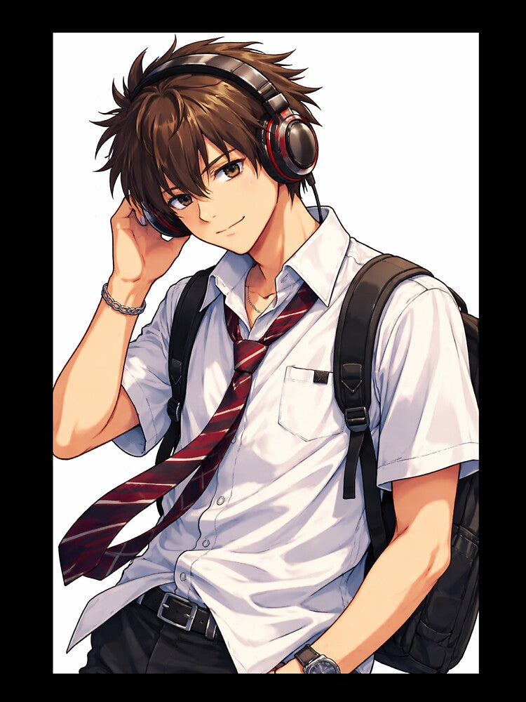 anime guy with headphones by lilypadblue
