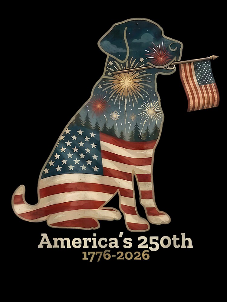 Labrador Retriever Patriotic Dog Fireworks Vintage America Design by kiralynstration