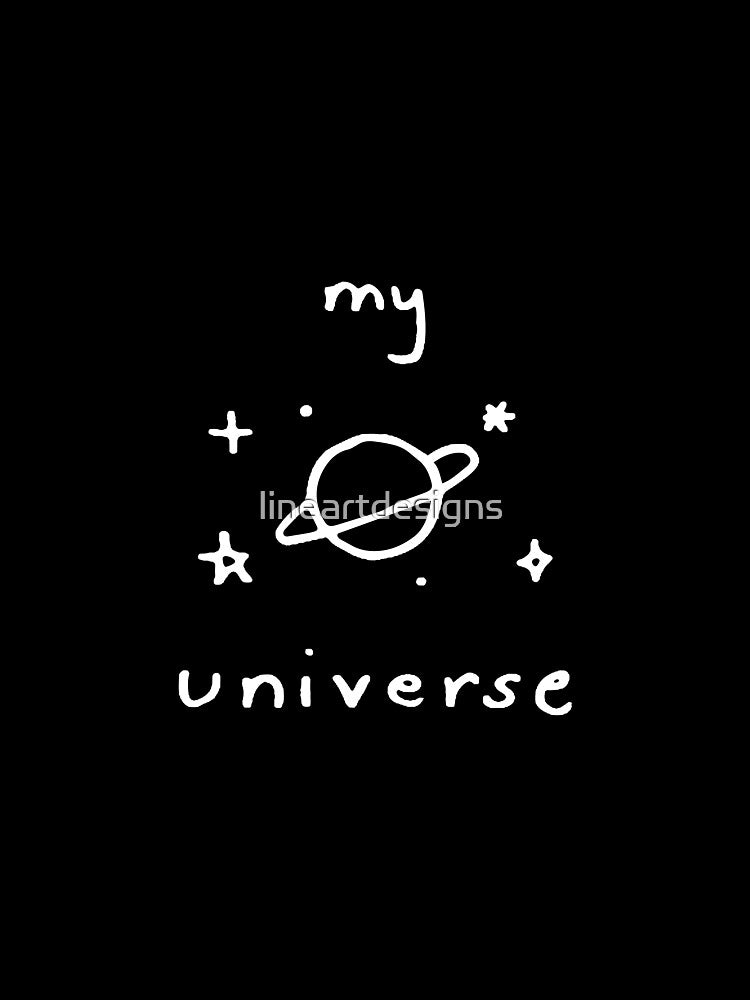 My Universe Doodles White Outline on Canary Yellow by lineartdesigns