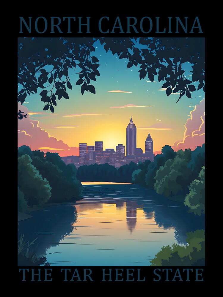 33 North Carolina Travel Poster by Lucy Goosy Art