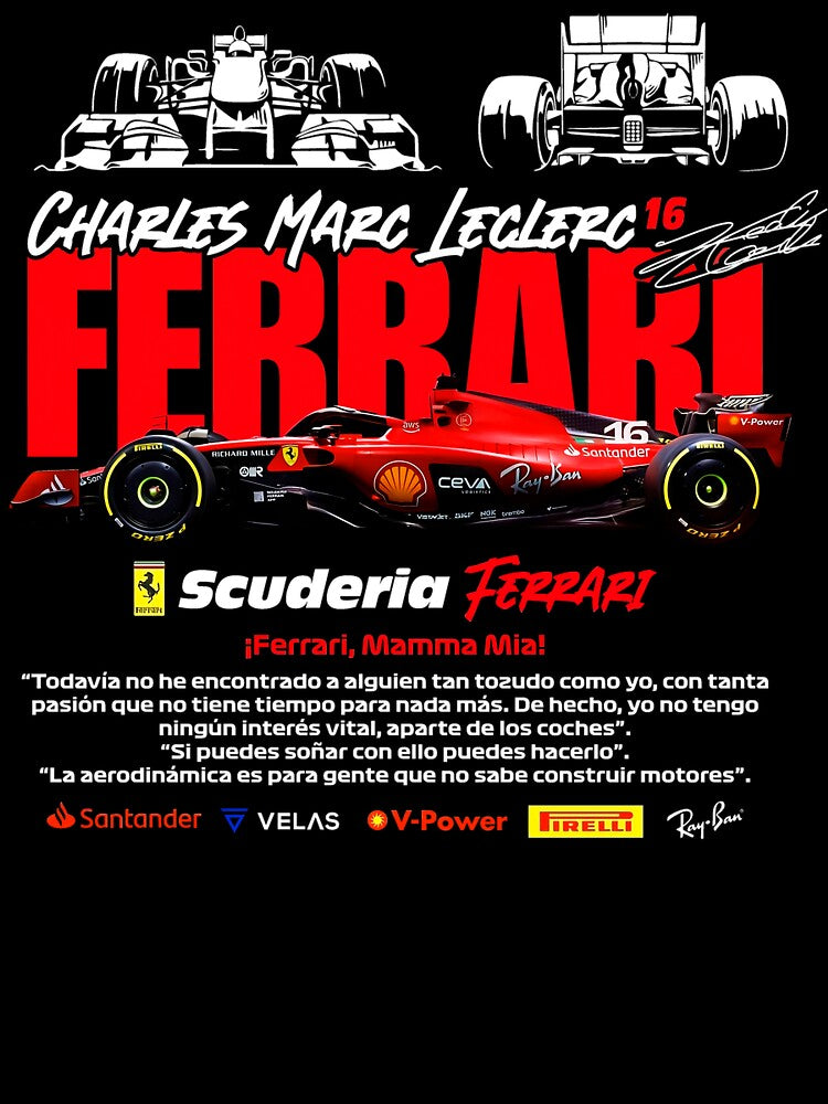 F1 FERRARI Leclerc 16 Edition T-SHIRT by by2pals