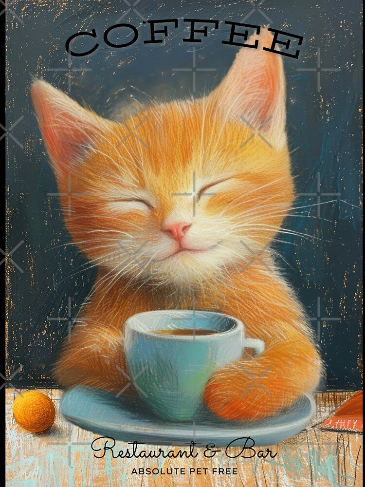 Vintage cat and coffee lovers wall art by JeffyThePuppet