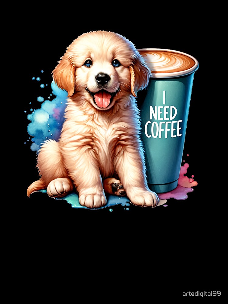 Copy of Caffeine & Cuddles: 'I Need Coffee' Pet Design for T-Shirts, Stickers & More by artedigital99